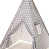 Grey color with white dot pattern Three-Season Cotton Canvas Pyramid Tent Kids Teepee for Girls Boys Toddlers