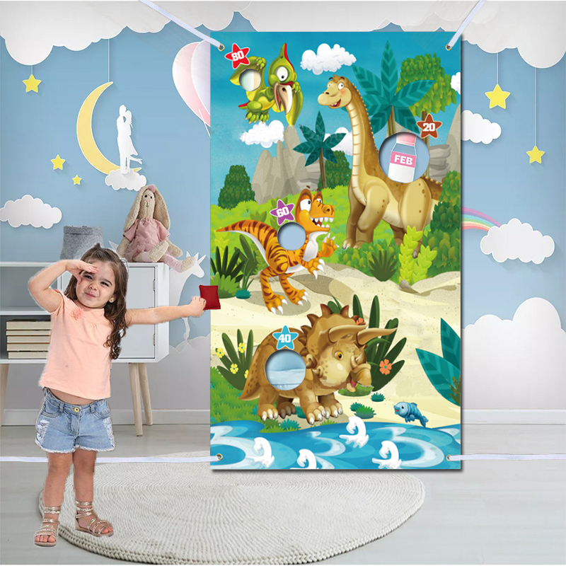 Dinosaur Bean Bag Toss Games with 3 Bean Bags for Kids Party Decor Funny Props