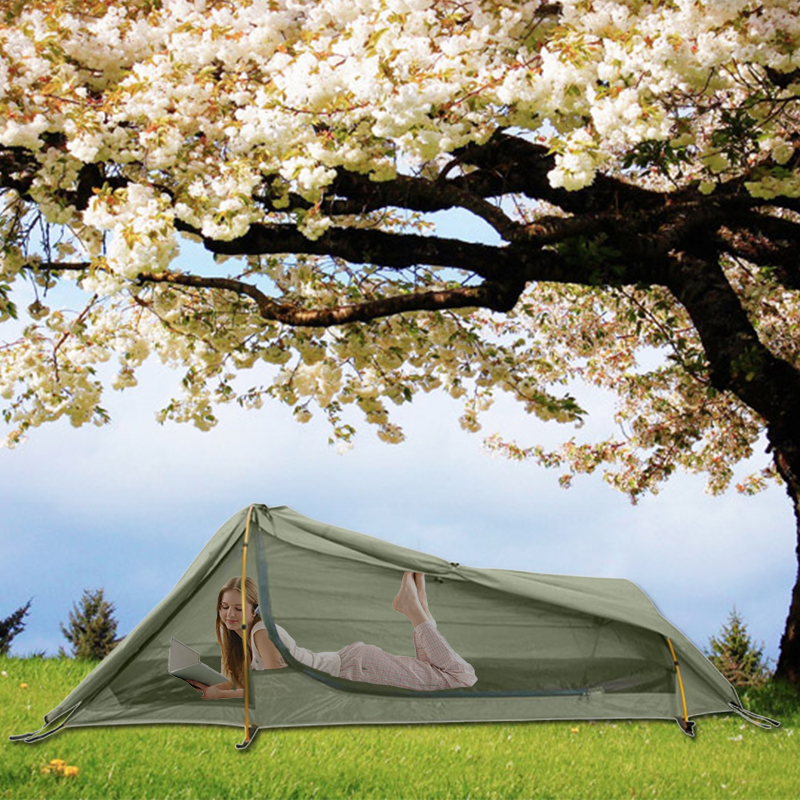 Portable Lightweight One Person Camping Tent Inside With Mesh Netting