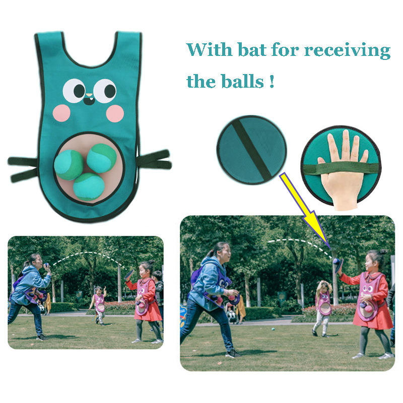 OEM Design Vest Dodgeball Game for Kids Throw Target Toss and Catch Ball Pulling Tails Sticky Vests Sponge Balls Sticky Ribbons Catch Pads