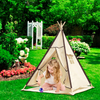 Factory price white tipi tents with window kids teepee tent children cotton canvas kids teepee with wood pole