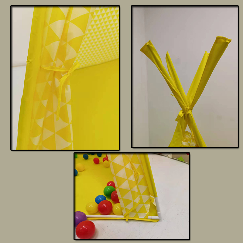 Yellow Kids Tipi Tent Play Teepee Easy Assemble Set Up With PVC Frame 