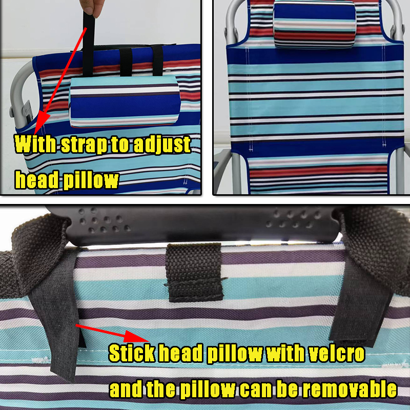 Portable Foldable Outdoor Stripe Backpack Beach Chair With Cooler Bag 