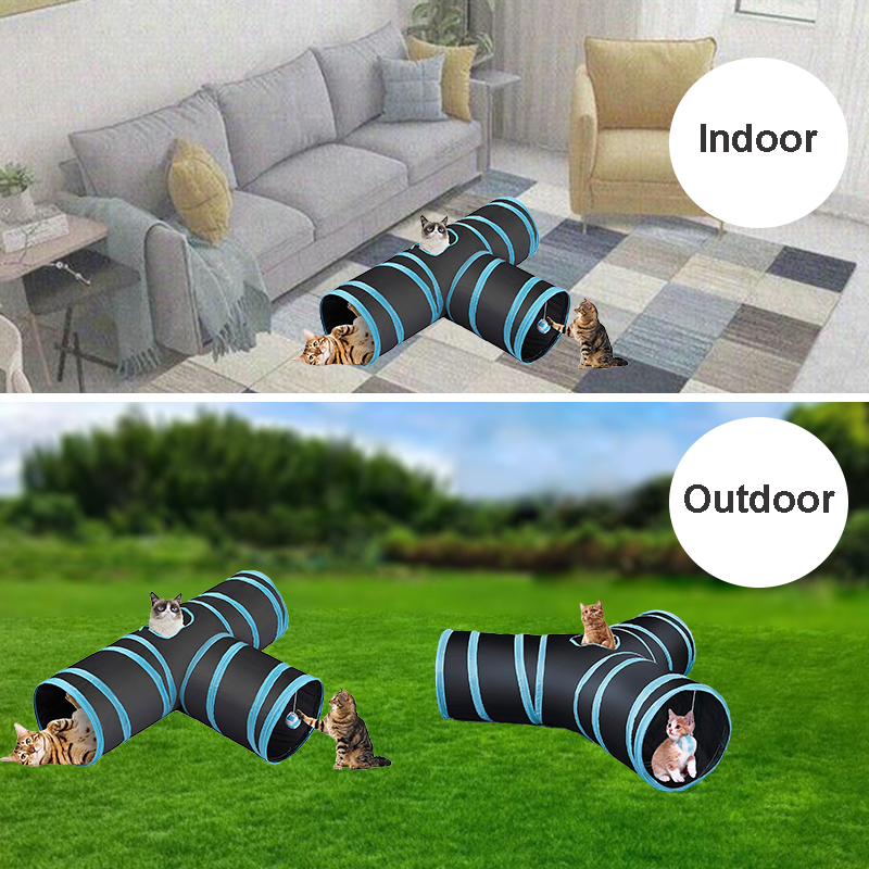 3-Way Pet Cat Tunnel ,Easy Travel and Storage Collapsible Interactive Durable Portable Tear-Resistant Toy Tent For Cat Pet small animal