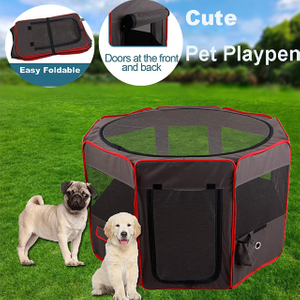 Black Removable Zipper Top and Bottom Pet Playpen, Foldable Exercise Pen, Outdoor Play Yard Use For Dog Cat