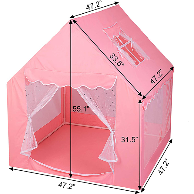 Polyester Pink Princess Girls Play Tent ,Portable Large Playhouse for Children Indoor and Outdoor Games