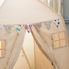 White Easy Set Up Large Cotton Canvas Kids House Shape Square Teepee Tent