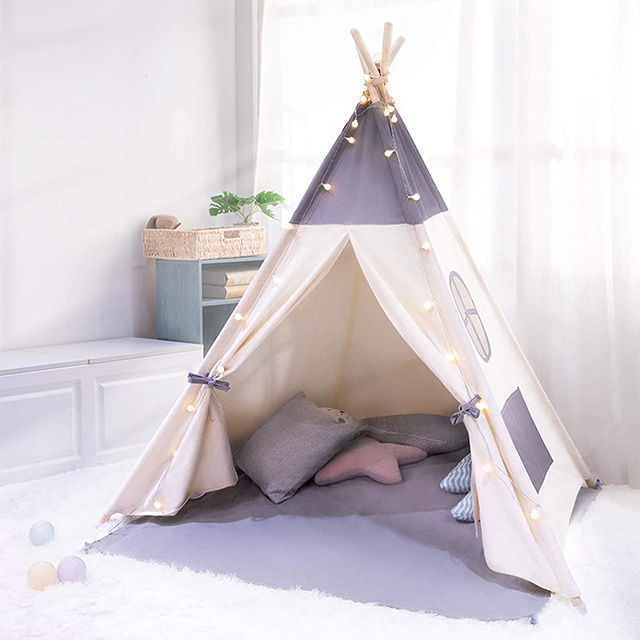 Amazon Cotton White Teepee Tent with Lighting Kids Playhouse, with Portable Carry Bag,Use For Indoor Outdoor