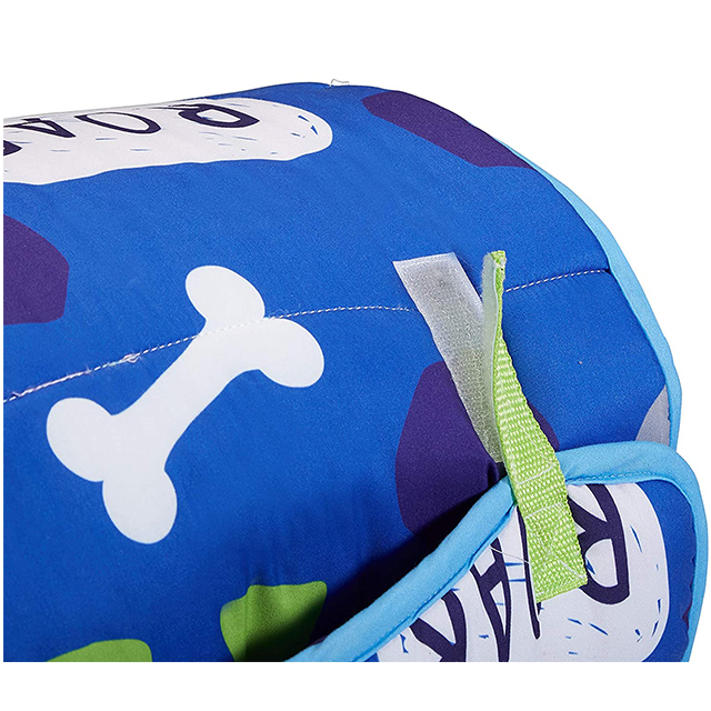 Blue Cartoon with Dinos Portable Kid's sleeping bag with Carry Handle with Straps Closure