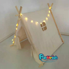 Natural color organic cotton canvas wooden poles teepee tent with window on side