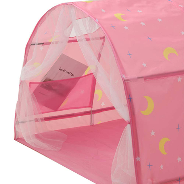 Pink Portable Kids Bed Tent,Baby Toddlers Sleeping Tent with Double Net Curtain for Boys Girls Bedroom Decor
