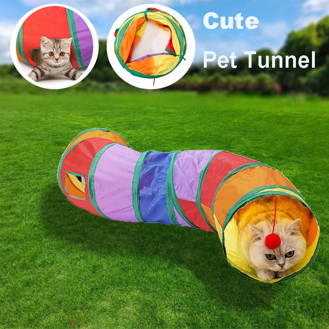 Extensible Collapsible Portable S Shape Pet Cat Play Tunnel With Hole