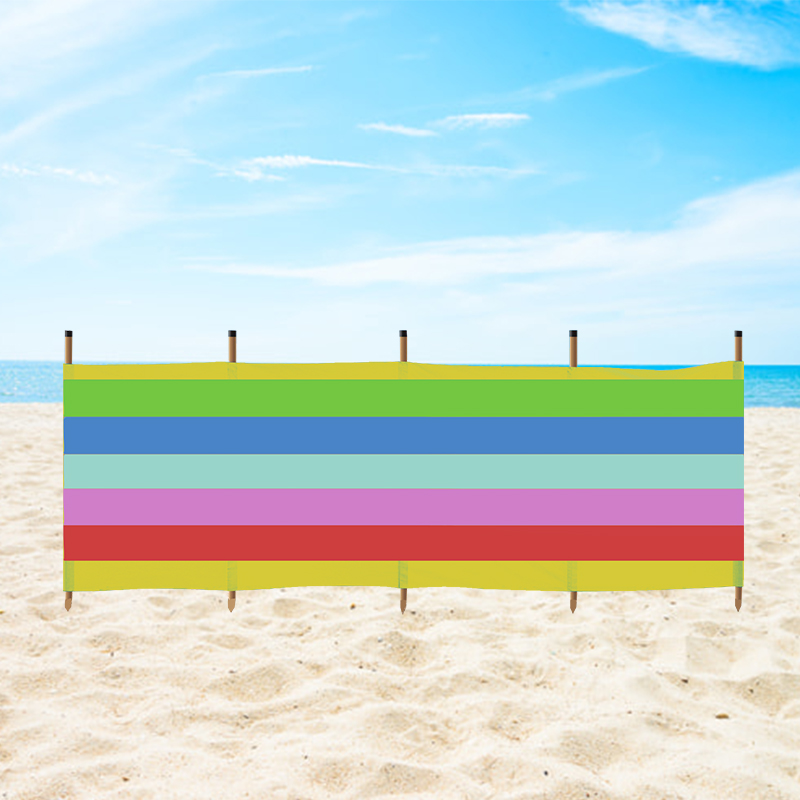 New design Colorful 4 5 6 8 10 Pole Holiday Camping Beach Windscreen Windbreak