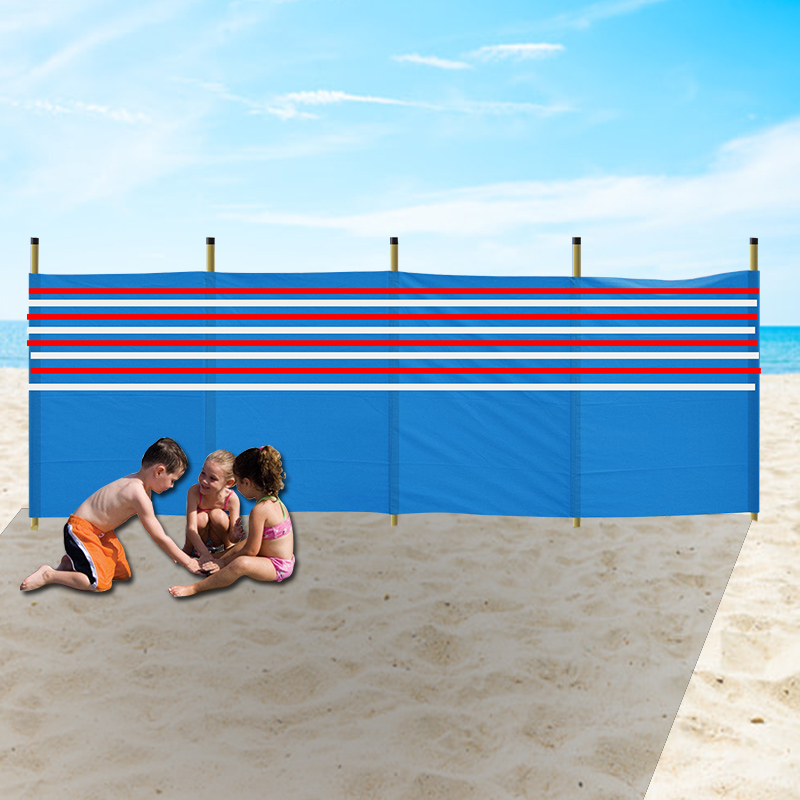 Top selling customized 4/5/6/8/10 Pole Stripe Privacy Screen Fence Beach Windbreak