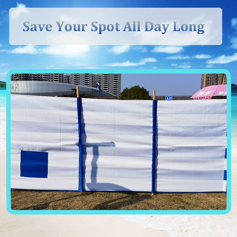 Blue Striped Beach Windbreak Wholesale Privacy Wind Screen Beach Windshield