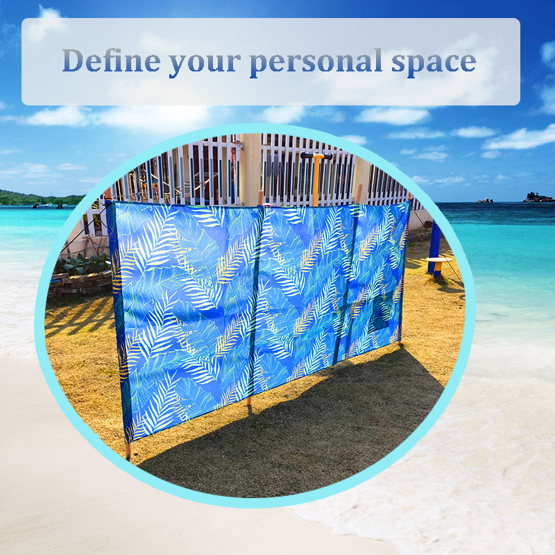 New Leaf Printed Beach Windbreaks Privacy Screen with Mallet and Bag
