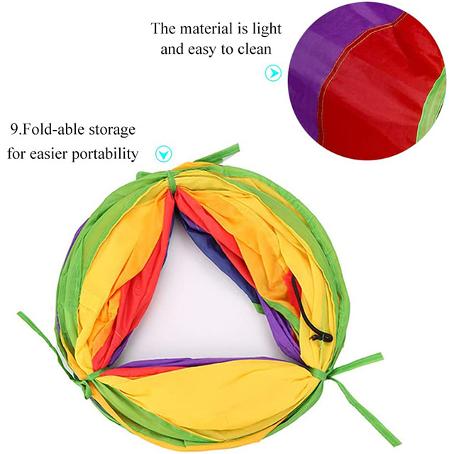 Rainbow Colorred Foldable Pet Tunnel With Dangling BellToy For Pet Cat Dogs