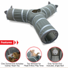 Easy Foldable Gray Pop Up Open 3-Way Pet Tunnel, Cat Toy for Cats and Kittens