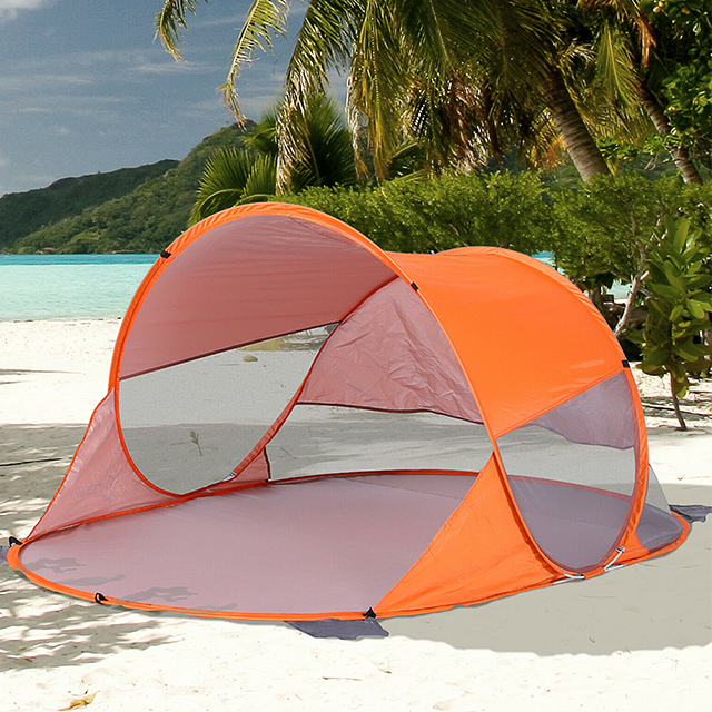Orange Protection sunny Portable Automatic Pop Up Family Beach Tent Camping Sun Shade