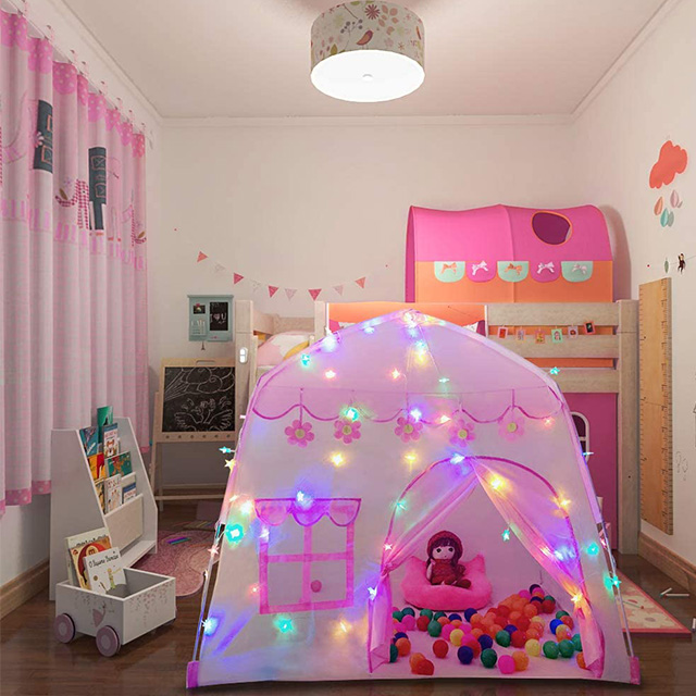 Hot Sale Lighted Princess Playhouse Castle Play Tent for Girls Boys Children Fairy Tale Teepee for Indoor Outdoor with Carry Bag 