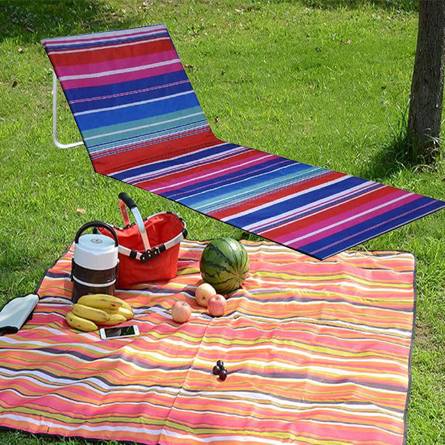 Multicolor stirpe New Portable Folding Beach Lounger Mat Outdoor Garden Fishing Camping Deck Chair