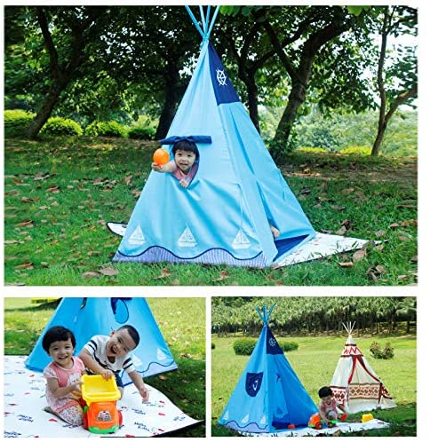 Blue unique design pirate ship kids teepee play tent ,easy set up and foldable playhouse for indoor outdoor