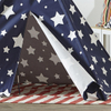 XP-TP062 Dark blue with white star Indian Canvas Teepee Children Playhouse Kids Play Tent for Indoor or Outdoor play with portable carry case