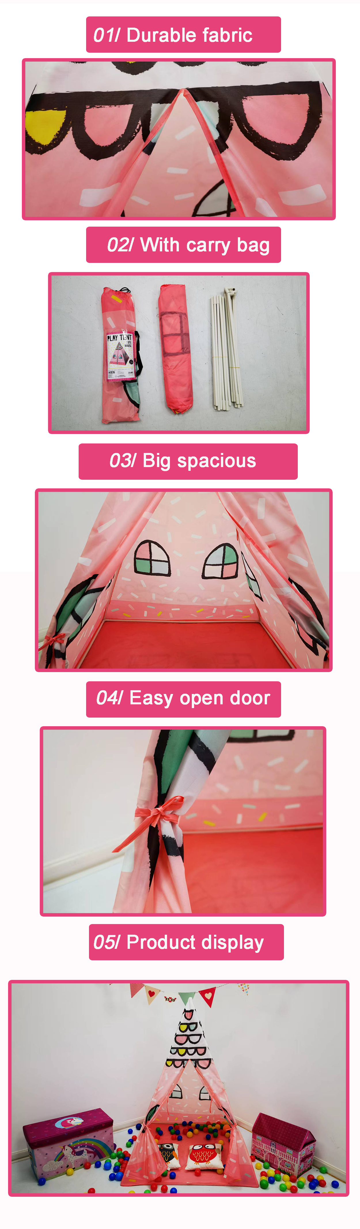 pink house play teepee