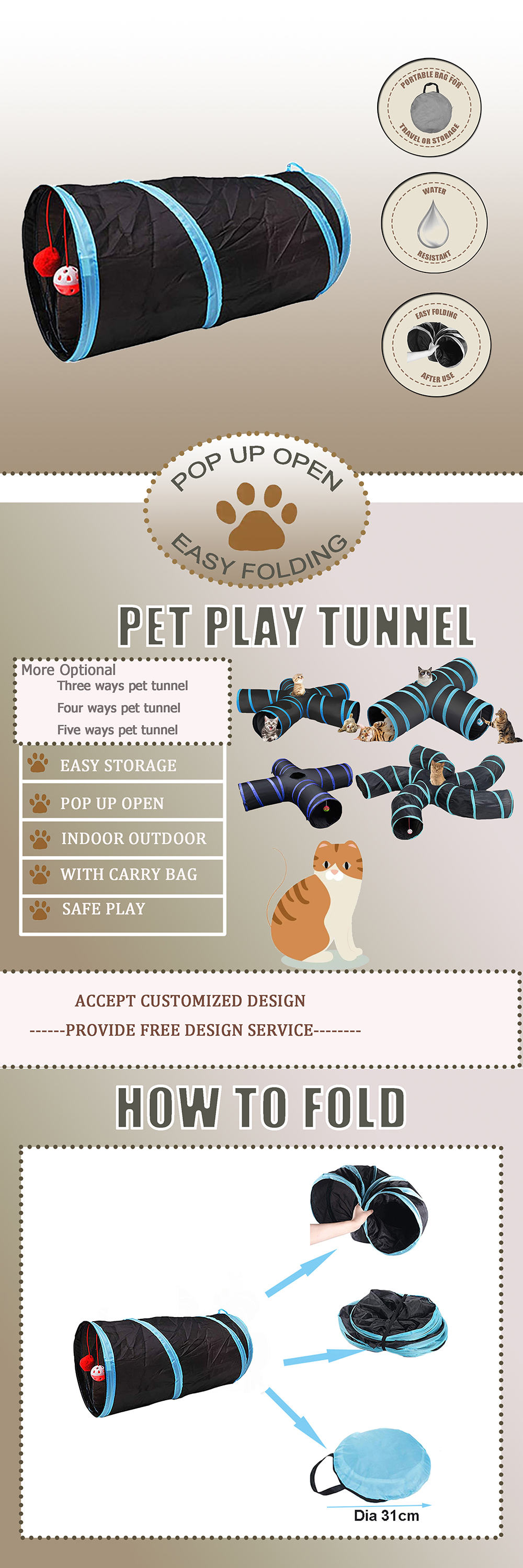 cat dog play tunnel