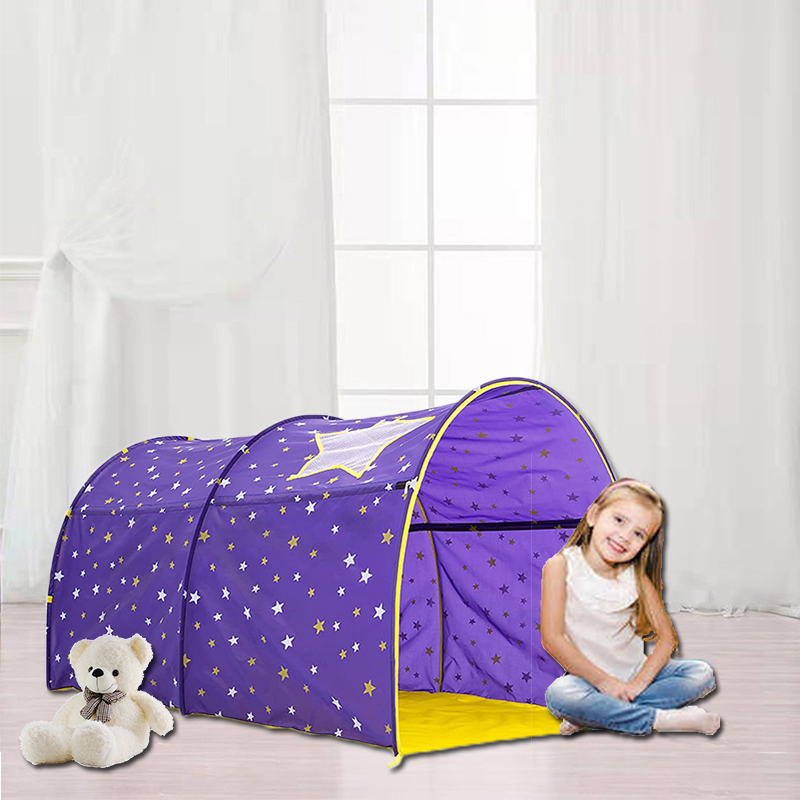 Purple kids bed tent