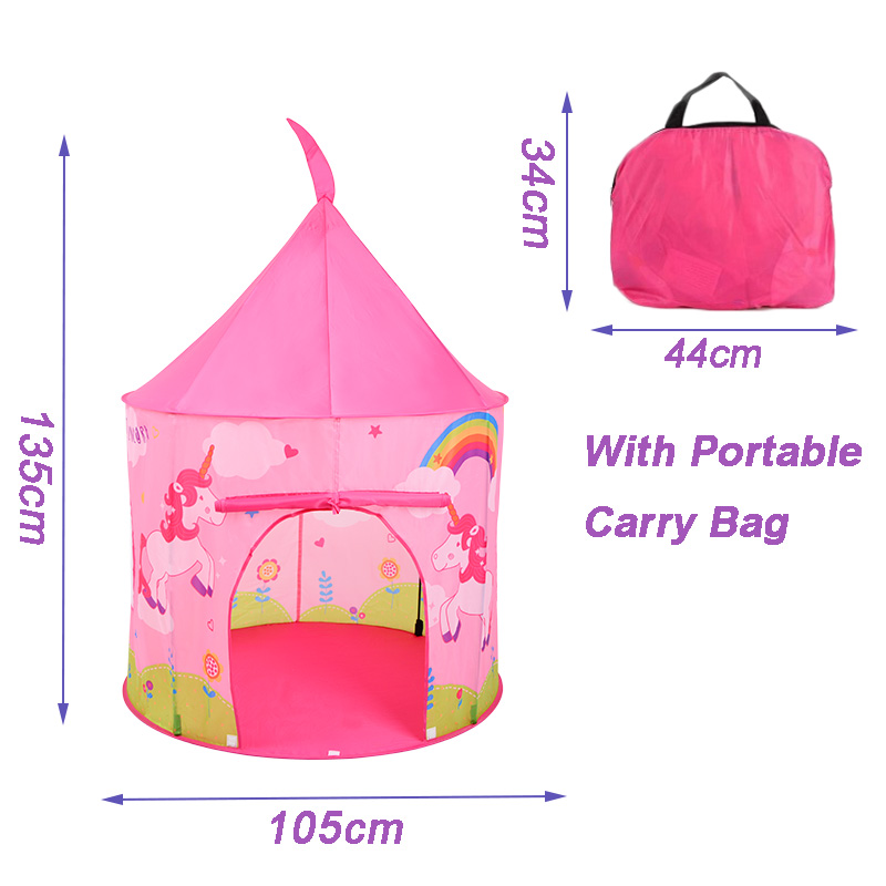 Unicorn Kids Castle Tent With Portable Carry Bag Use Home Yard Easy Assemble