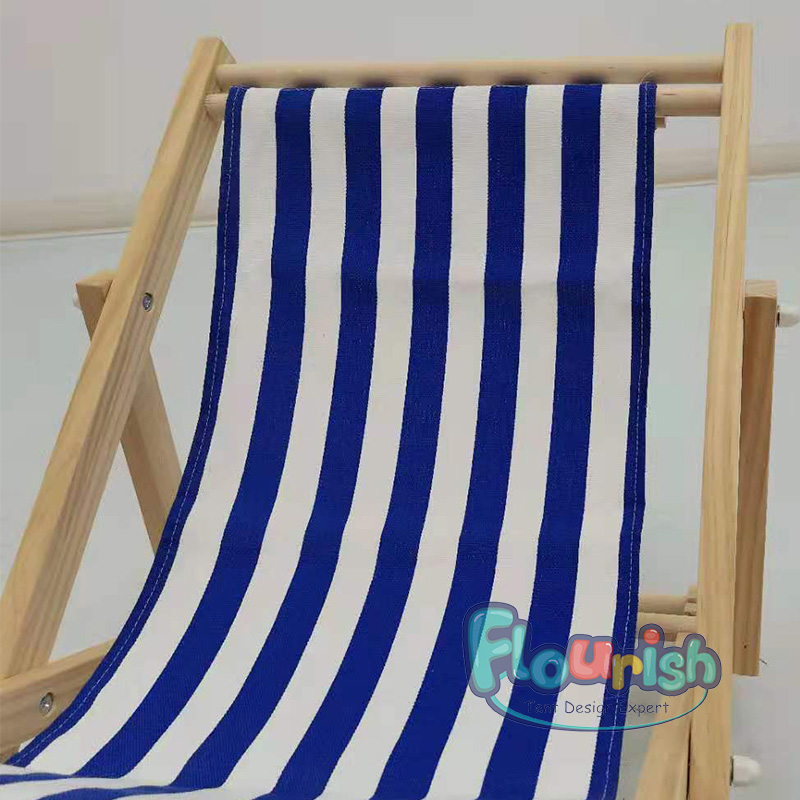 Stripe Canvas Cover Wooden Frame Easy Folding Kids Beach Chair 