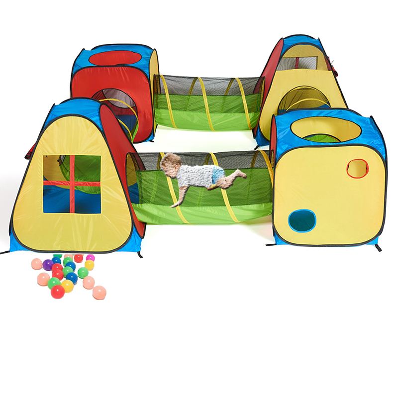 Kids 8 in 1 Play Tent Include Ball Pit Crawl Tunnel Use For Outdoor Indoor