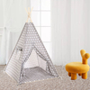 Grey color with white dot pattern Three-Season Cotton Canvas Pyramid Tent Kids Teepee for Girls Boys Toddlers