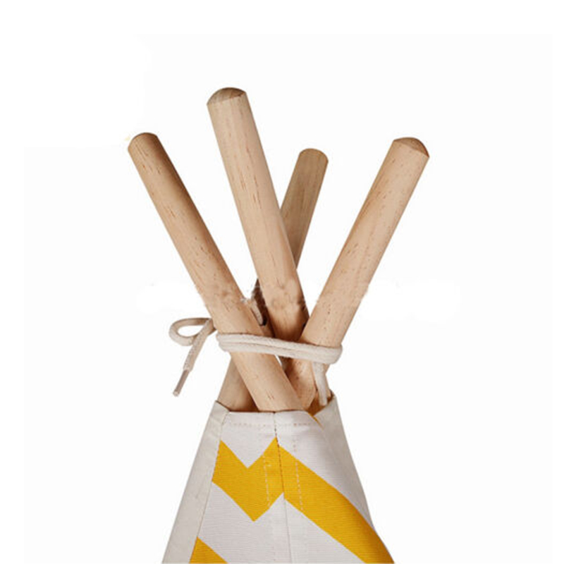 Yellow wave stripe Teepee Kids Play Indian Tent House Canvas Children Indoor Wigwam Playhouse for Indoor Play Deco