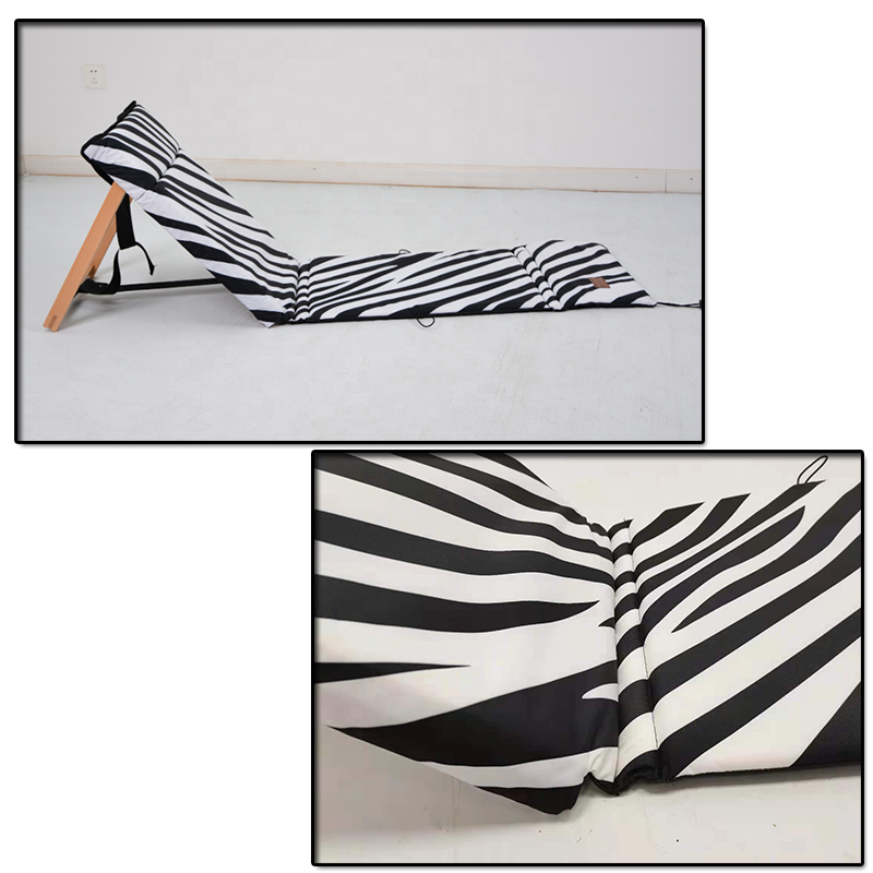 New Design Zebra-stripe Portable Folding Beach Mat Chair Adjustable Beach Lounger Chair