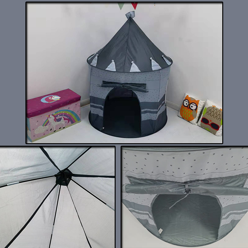 OEM design Kids Castle Tent Play House Toy Tent Grey Color With Carry Bag