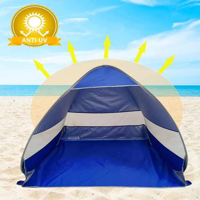 Blue Pop Up Beach Tent Sun Shelter Anti UV Protection