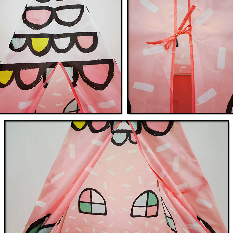 Pink Sweet House Design Kids Play Teepee House Tent With Portable Carry Bag