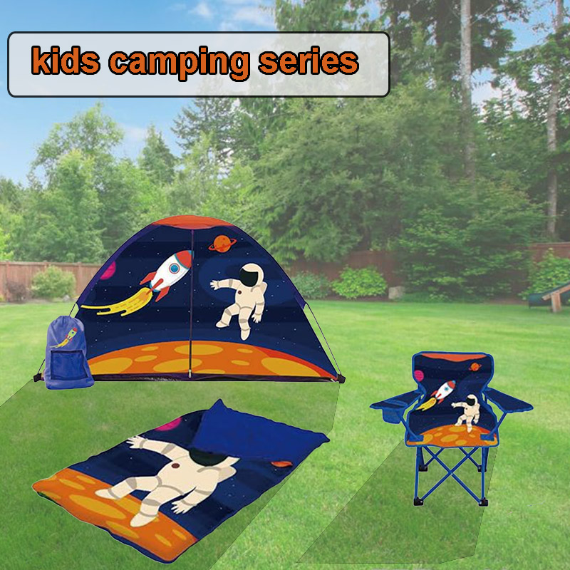 Spaceman Design Kids Camping Series Include Camping Tent Sleep Bag Kids Chair