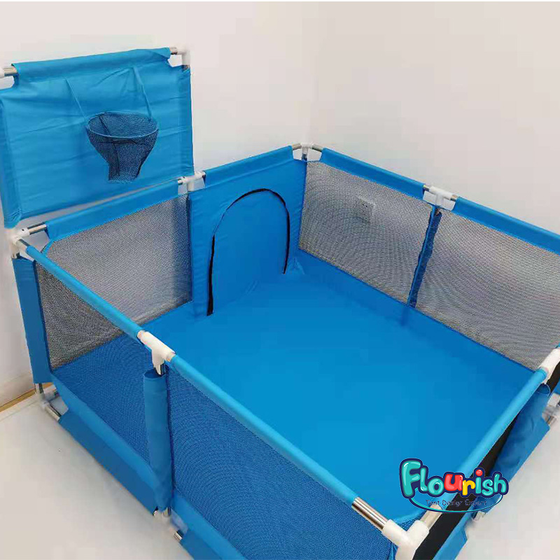 Blue Square Children Baby Playpen Kids Activity Center Fence for Kids with Easy Safety Gate & Basketball Hoop
