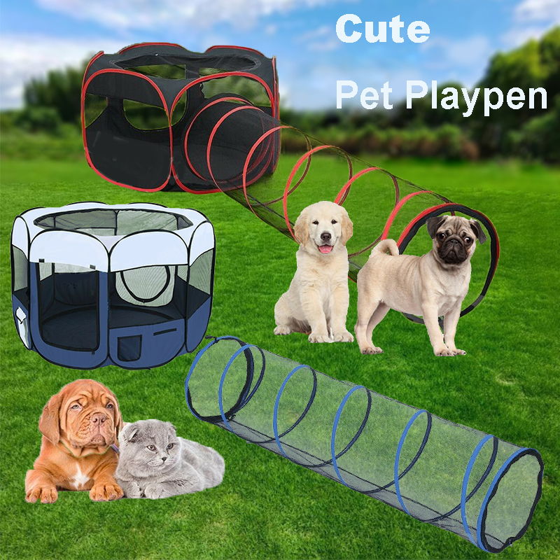 PET playpen with tunnel