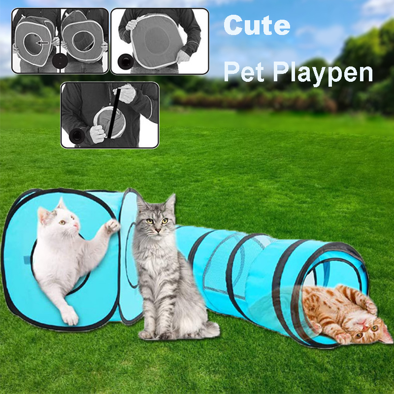 Pet square tent with tunnel