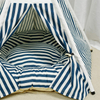Blue Stripes Pets Teepee Tent, Easy Assembling With 5 Wooden Poles ,Removable and Washable Cat Dog Playhouse