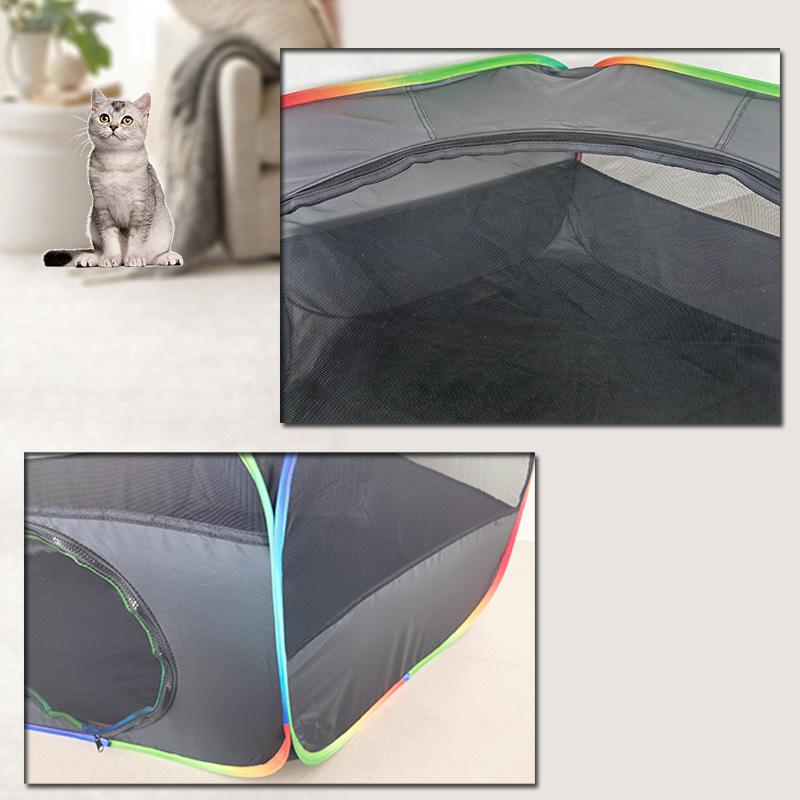 Outdoor Rainbow Hexagon Tent with Circle Tunnel Ourdoor Playpen Playground for Kittens Small Animals Rabbit Guinea Pig
