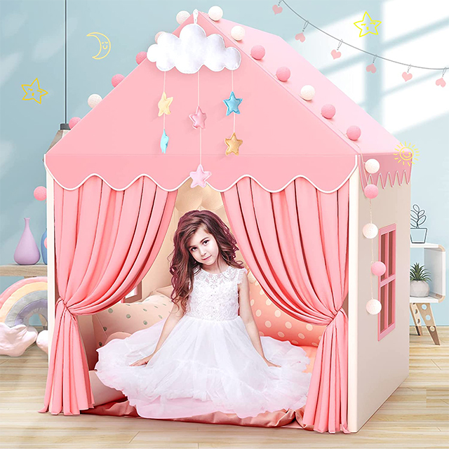 Pink Large Playhouse Play Tents for Girls, Kids Princess Castle Tent ,Gift Toys for Girl Toddler Children