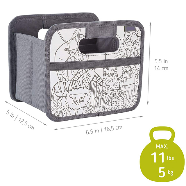 Jungle Theme Mini Foldable Storage Box, Kids DIY Drawn ,Handprint Colored For Girls Boys
