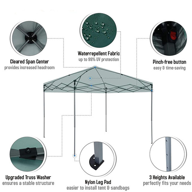Green Outdoor 10' x 10' Pop Up Canopy Tent,Wheeled Bag Camping Garden Pavilion Pop Up Gazebo Canopy