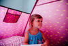 Pink Kids Play Tents With Star Moon Window,Secret Castle Bed Tent For Girls Boys