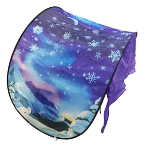 Winter With Snow Fox Theme Unisex Dream Bed Tent for Kids Boys and Girls, Children's Bed Reading Privacy Canopy w/ Storage Bag